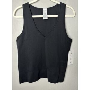 NWT ATHLETA Women's XL Black Aurora Tank Top Seamless V-Neck Yoga Activewear Gym